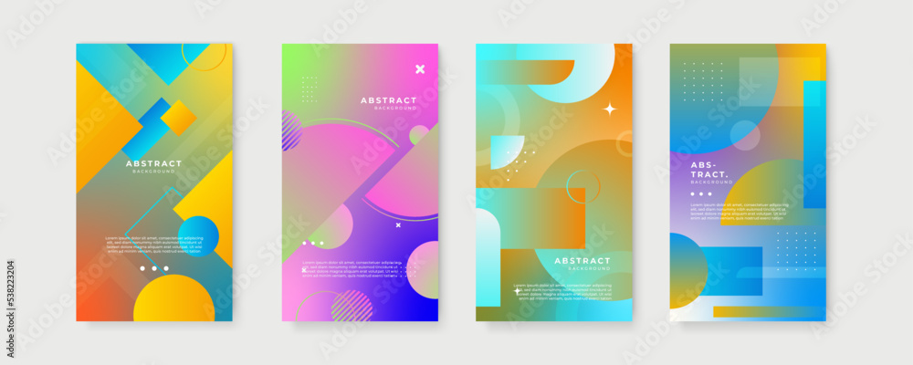 Abstract colorful colourful background for story social media template design. Vector set of abstract creative backgrounds in minimal trendy style with copy space
