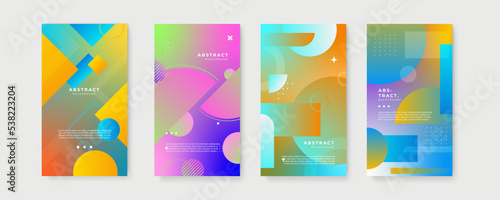 Abstract colorful colourful background for story social media template design. Vector set of abstract creative backgrounds in minimal trendy style with copy space
