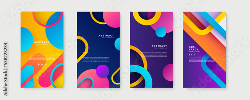 Abstract colorful colourful background for story social media template design. Vector set of abstract creative backgrounds in minimal trendy style with copy space