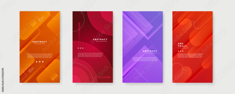Vector set of abstract creative backgrounds in minimal trendy style with copy space for text - design templates for social media stories. Abstract background for social media marketing, ads, poster