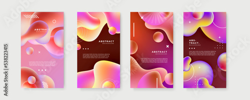 Vector set of abstract creative backgrounds in minimal trendy style with copy space for text - design templates for social media stories. Abstract background for social media marketing, ads, poster