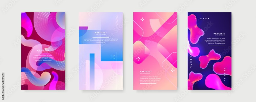 Vector set of abstract creative backgrounds in minimal trendy style with copy space for text - design templates for social media stories. Abstract background for social media marketing, ads, poster Vector set of abstract creative backgrounds in minimal trendy style with copy space for text - design templates for social media stories. Abstract background for social media marketing, ads, poster