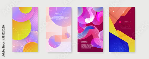 Vector set of abstract creative backgrounds in minimal trendy style with copy space for text - design templates for social media stories. Abstract background for social media marketing, ads, poster © SyahCreation