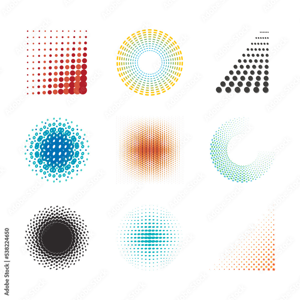 collection set of halftone color full element background
