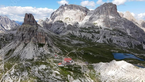 Aerial views of Tre Cime de Lavaredo in the Italian Alps