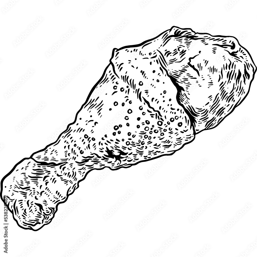 Hand drawn Fried Chicken Leg Sketch Illustration Stock Vector Adobe Stock