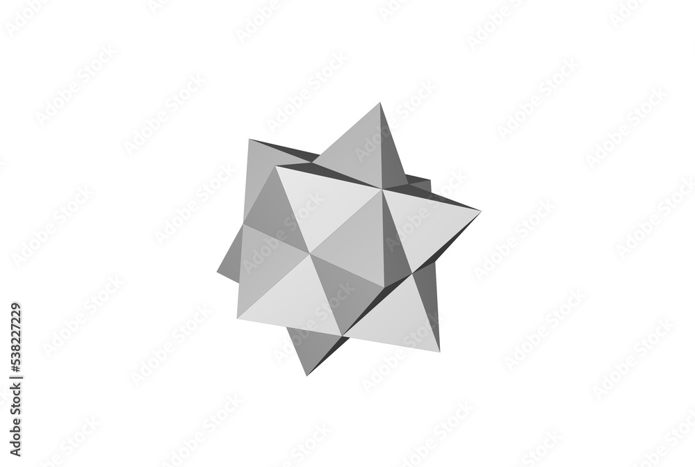 3D illustration of STELLATED RHOMBIC DODECAHEDRON isolated - obrazy, fototapety, plakaty 