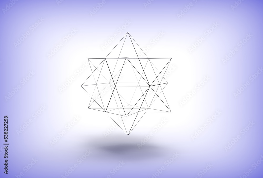 3D illustration of STELLATED RHOMBIC DODECAHEDRON isolated - obrazy, fototapety, plakaty 
