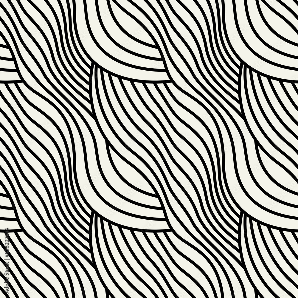 Seamless pattern with striped tapes. Monochrome abstract background. Vector bold tapes.