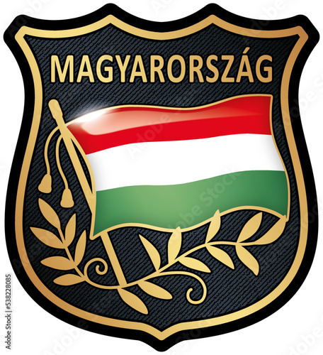 Photography Hungary Flag Shield Patch Isolated On Transparent