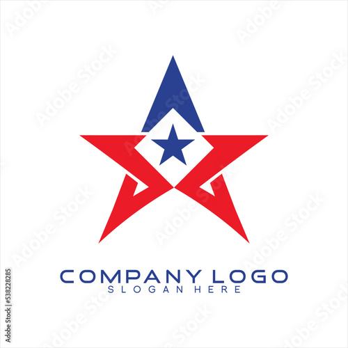 Abstract star vector logo design with square in the middle.