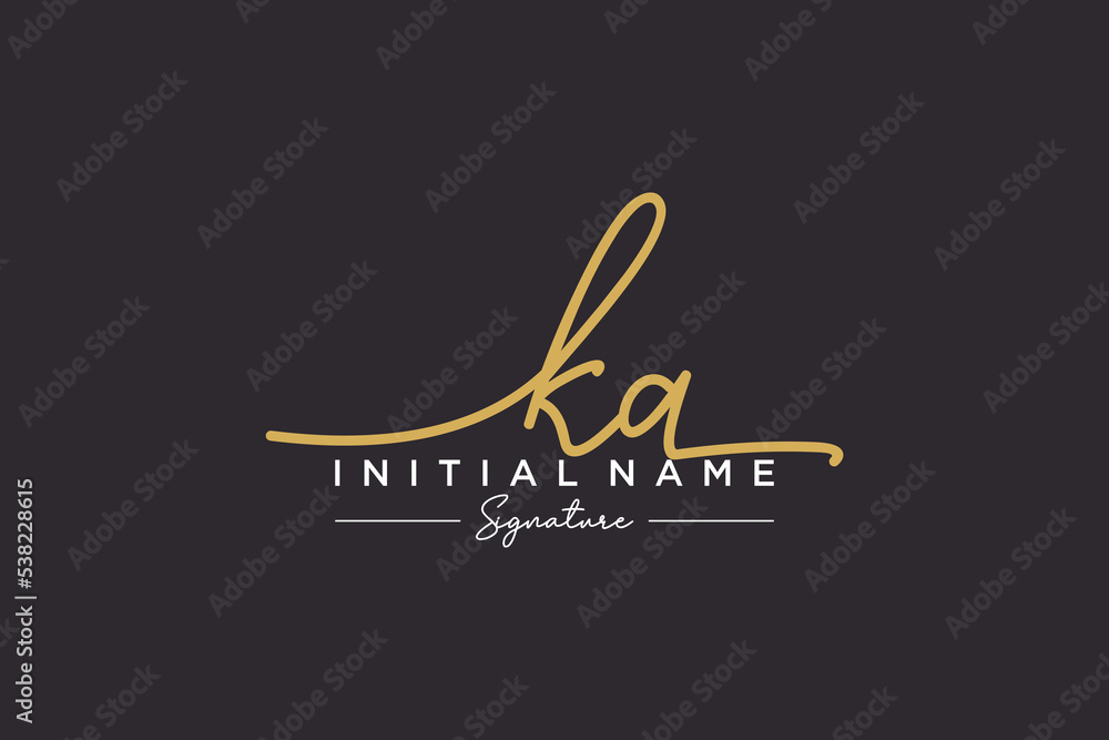 Initial KA signature logo template vector. Hand drawn Calligraphy lettering Vector illustration. - obrazy, fototapety, plakaty 