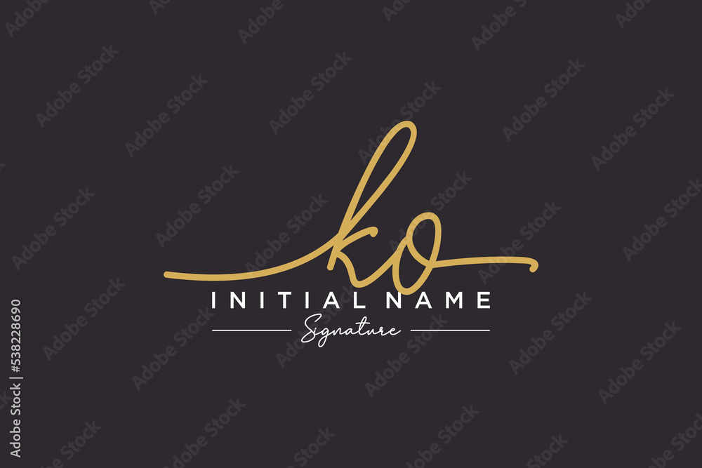 Initial KO signature logo template vector. Hand drawn Calligraphy lettering Vector illustration. Initial KO signature logo template vector. Hand drawn Calligraphy lettering Vector illustration.