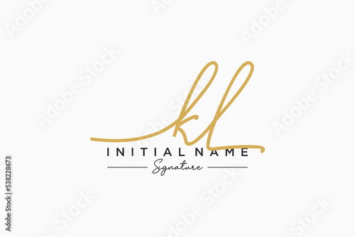 Initial KL signature logo template vector. Hand drawn Calligraphy lettering Vector illustration.