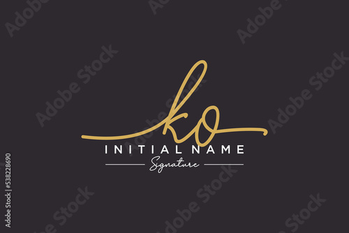 Initial KO signature logo template vector. Hand drawn Calligraphy lettering Vector illustration.