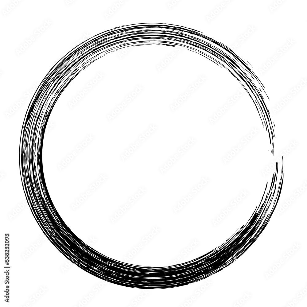 Round grudge frame isolated on white. Brush stroke circle. Easy to edit vector template for your design Round grudge frame isolated on white. Brush stroke circle. Easy to edit vector template for your design