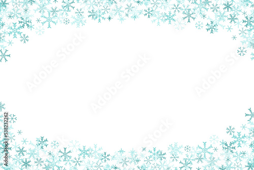 ほんわか可愛い手描きの雪の結晶のフレームイラスト