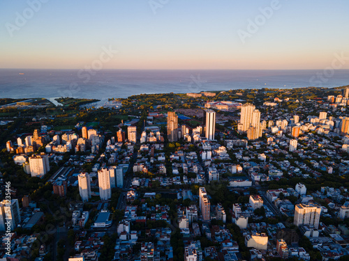 Aerial Panoramic of Buenos Aires Río de la Plata, River Plate