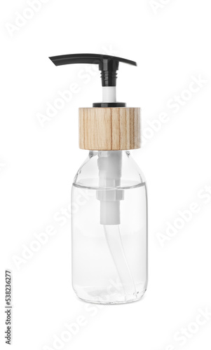 Bottle with dispenser cap isolated on white