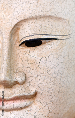 close-up face of white buddha