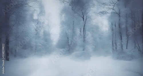 Illustration Cold Winter Snowy Forest Landscape