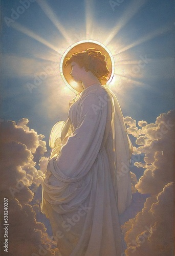 Fototapet Spiritual illustration christian art background female artwork divine faith ange