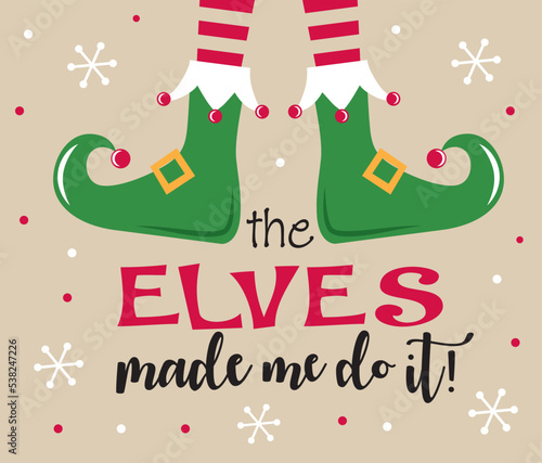 Christmas Elves shoes  with wordings and Snowflakes- Christmas vector Design