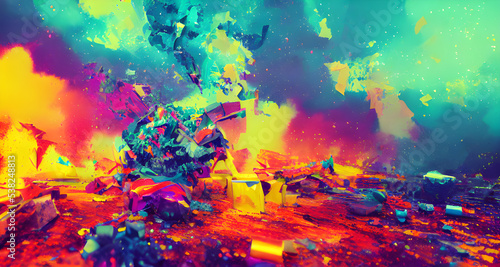 Illustration Colourful Grunge Cityscape Background © Oblivion VC