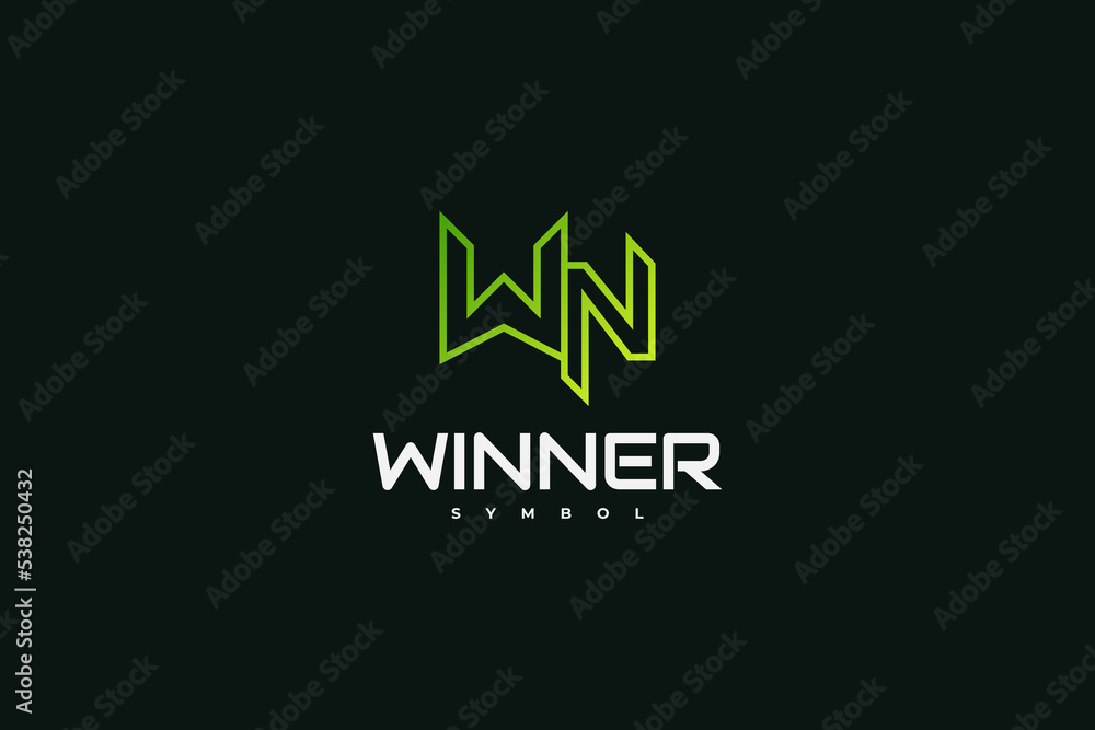 Abstract Initial W and N Logo Design with Line Style. WN Monogram Logo in Green Gradient Concept. Suitable for Business or Technology Logo Abstract Initial W and N Logo Design with Line Style. WN Monogram Logo in Green Gradient Concept. Suitable for Business or Technology Logo