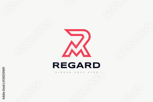 Abstract Initial Letter R and M Logo with Linked Concept. RM Logo with Line Style. Suitable for Business or Technology Logo