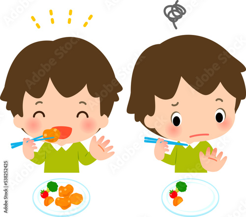 食べ物の好き嫌いをする男の子