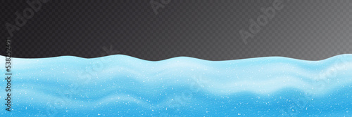 Snowdrifts on transparent background, panoramic image, winter illustration