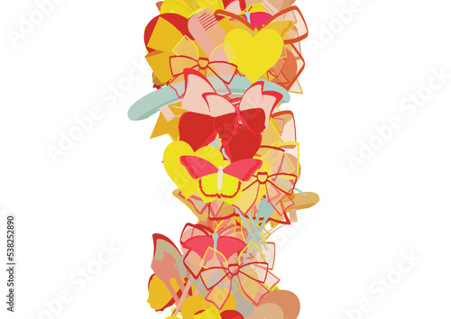 Background pattern abstract seamless design texture. Vertical stripe. Border frame, transparent background. Theme is about love, wildlife, hearts, graphic, salon, summer, hair clips, romance