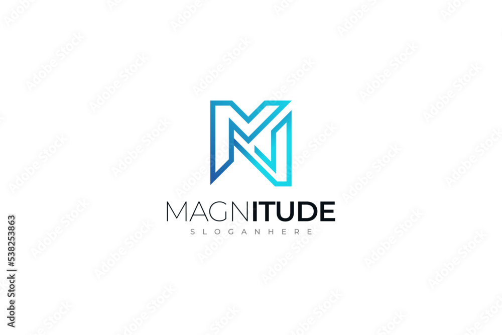 MN Logo with Abstract and Modern Concept in Blue Gradient and Line Style. Suitable for Business and Technology Logo MN Logo with Abstract and Modern Concept in Blue Gradient and Line Style. Suitable for Business and Technology Logo