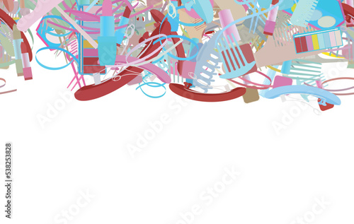 Background pattern abstract seamless design texture. Horizontal stripe. Border frame, transparent background. Theme is about wavy, tones, maquillage, clip, pomatum, woven, repeat, pomade