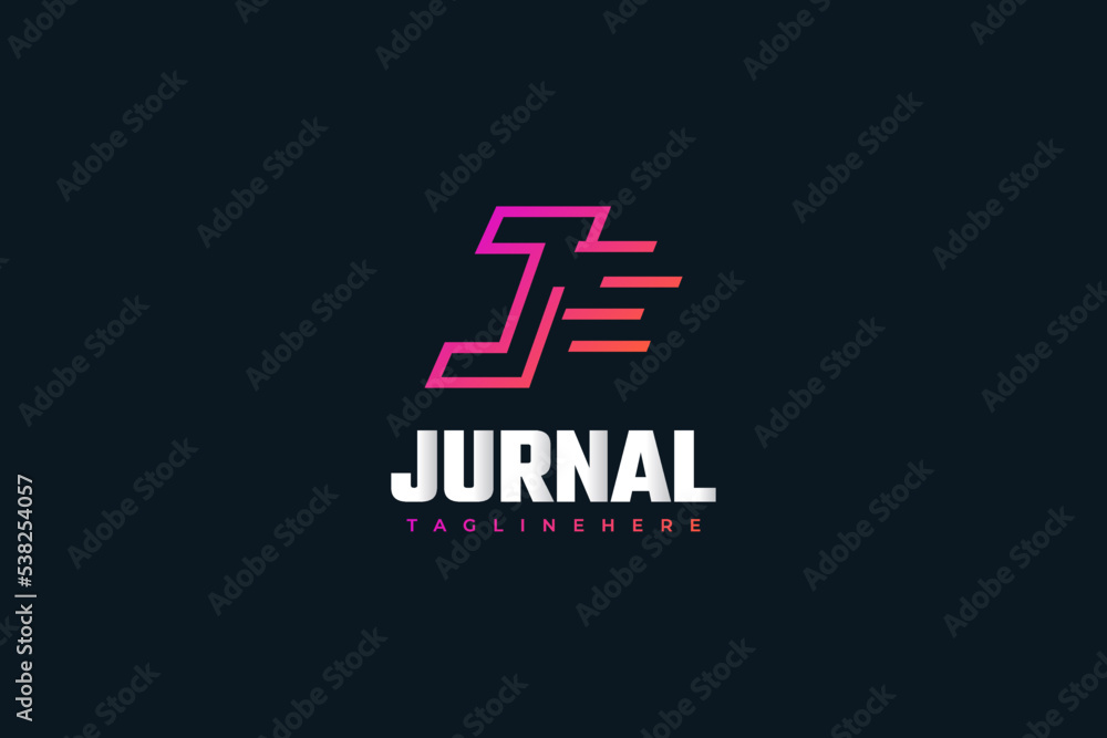 Letter J Logo with Speed Concept. Initial Letter J Logo Design with Colorful Line Style. Suitable for Shipping, Delivery, and Technology Logo Letter J Logo with Speed Concept. Initial Letter J Logo Design with Colorful Line Style. Suitable for Shipping, Delivery, and Technology Logo