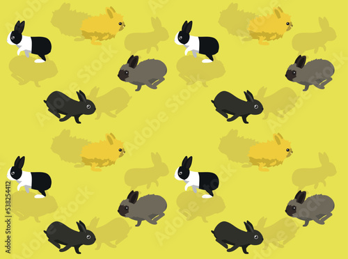 Animal Easter Rabbit Side View Running Set 3 Character Seamless Wallpaper Background
