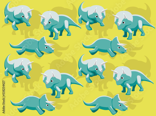 Dinosaur Cute Triceratops Character Seamless Wallpaper Background