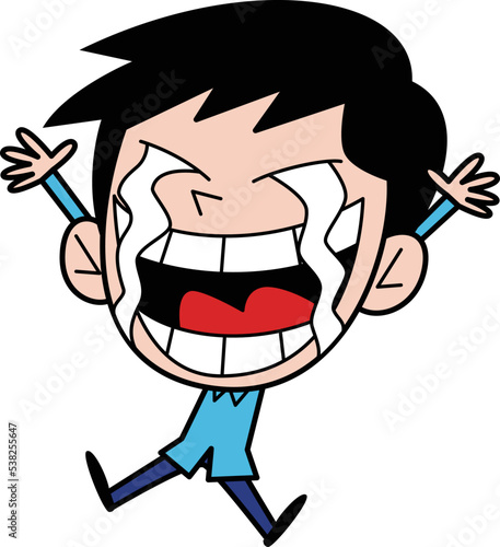 泣いて喜んでバンザイをする男性