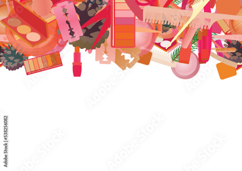 Background pattern abstract seamless design texture. Horizontal stripe. Border frame, transparent background. Theme is about comb, pomatum, tones, background, razor blade, straight razor