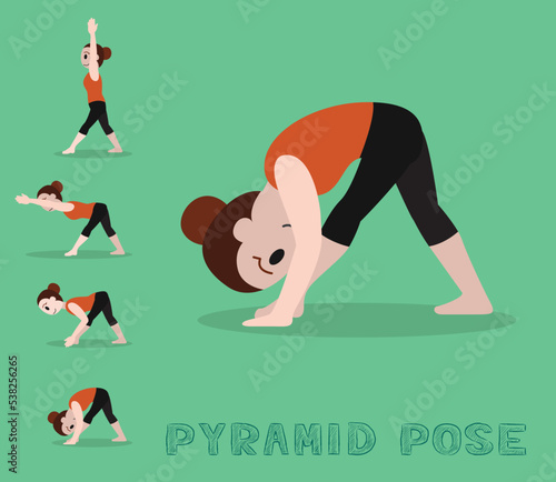 Yoga Tutorial Pyramid Pose Cartoon Vector Illustration