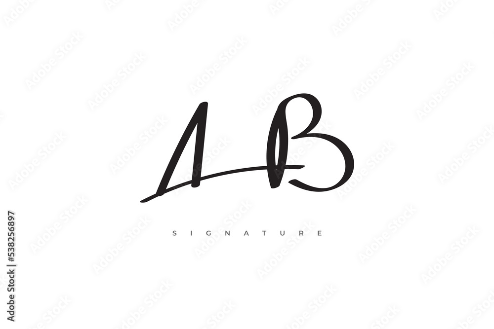 Simple and Minimalist Initial A and B Logo Design with Handwriting Style. AB Signature Logo Simple and Minimalist Initial A and B Logo Design with Handwriting Style. AB Signature Logo