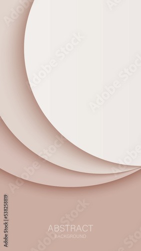 Abstract paper cut background in light peach colors. Layered circular panels on nude pink background. Vector illustration.