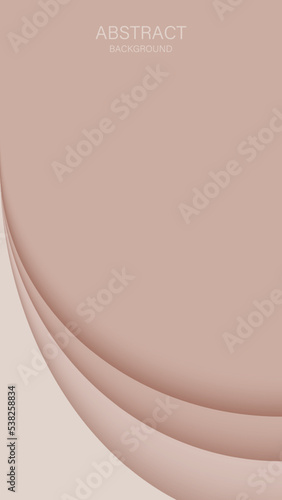 Simple abstract paper cut background in light peach colors. Layered curve panels on nude pink background. Vector illustration.