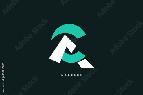 AC or CA Logo with Modern Blue and White Concept. Initial A and C Logo Design. Suitable for Business or Technology Logo