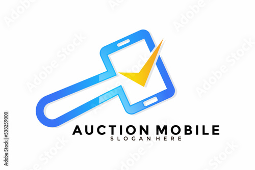 Modern Online Mobile Auction Logo Vector isolated on white background