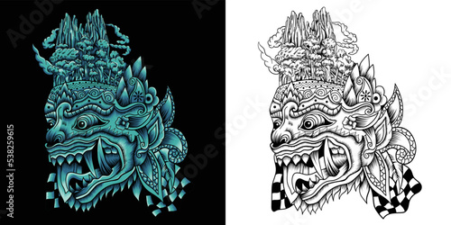 barong balinese mask vector illustration