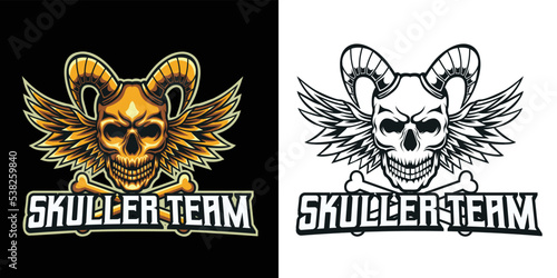 Skull devil esport logo mascot design