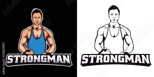 Muscular man esport logo mascot design