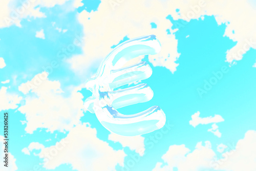青空に浮かぶユーロ(€)の立体文字 photo